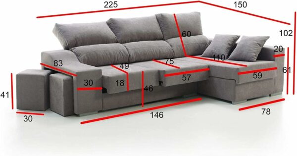 Sofá Chaise Longue 3 Plazas - Imagen 2