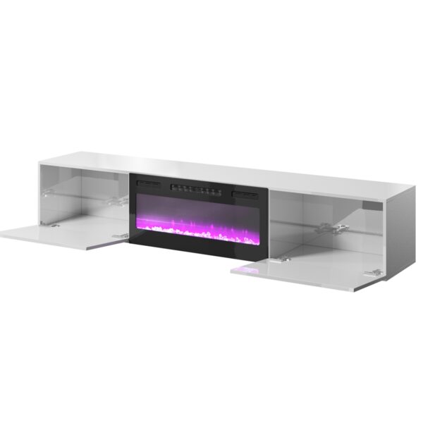 Mueble salón escritorio y chimenea bioetanol Blanco Brillo, modelo Slide - Imagen 2